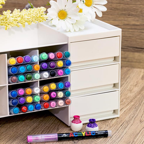 Guangna Direct Liquid Soft Head Acrylic Marker Pen 12 Colors Student Special Non-Transparent Stackable Watercolor Pen Marker Pen DIY Journal Graff...