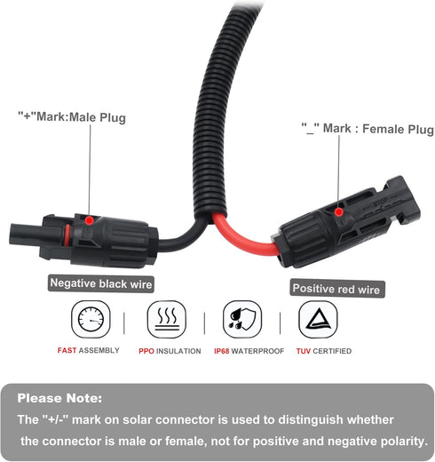 COMeap Solar Panel Connector for Anderson 10AWG, Compatible with MC-4 to 50A/600V Anderson Adapter Plug Charge Extension Cable for Solar Generator...