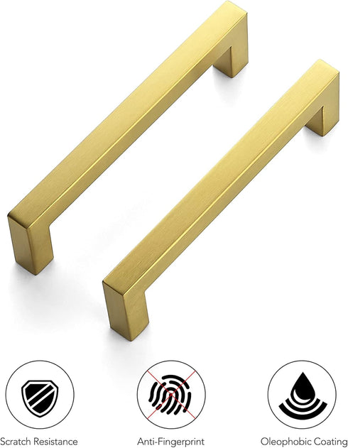 Ravinte 5 Pack 5 Inch Kitchen Square Cabinet Handles Cabinet Pulls Brushed Brass Drawer Pulls Kitchen Cabinet Hardware Kitchen Handles for Cabinet...