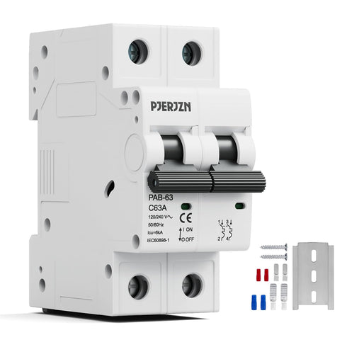 Miniature Circuit Breaker 120/240VAC 16A Double Pole Circuit Breaker DIN Rail Mount,Thermal Magnetic AC Disconnect Switch for House, Electrical Sy...