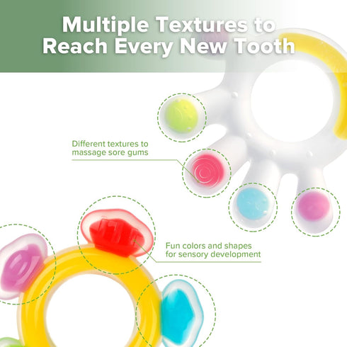 Haakaa Silicone Teether Combo - Baby Freezer Teething Toy - Soft Cold Teether - Soothe Teething Pain & Itching Gums - Perfect Size - Palm & Ferris...
