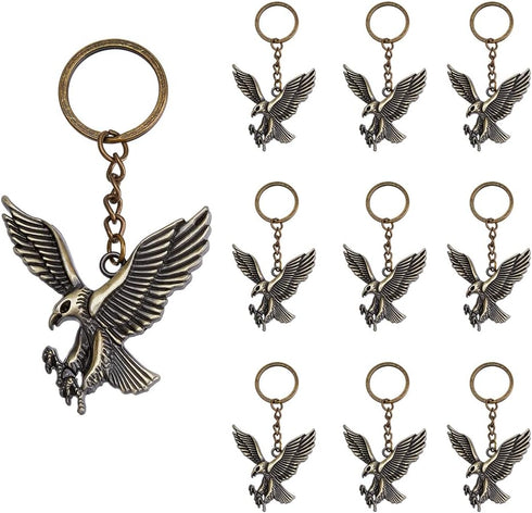 DICOSMETIC 10Pcs Antique Bronze Eagle Key Ring Flying Eagle Keychain Scout er Keychain Alloy Keyrings in Retro Style Bag Ornament Keychains Gift S...