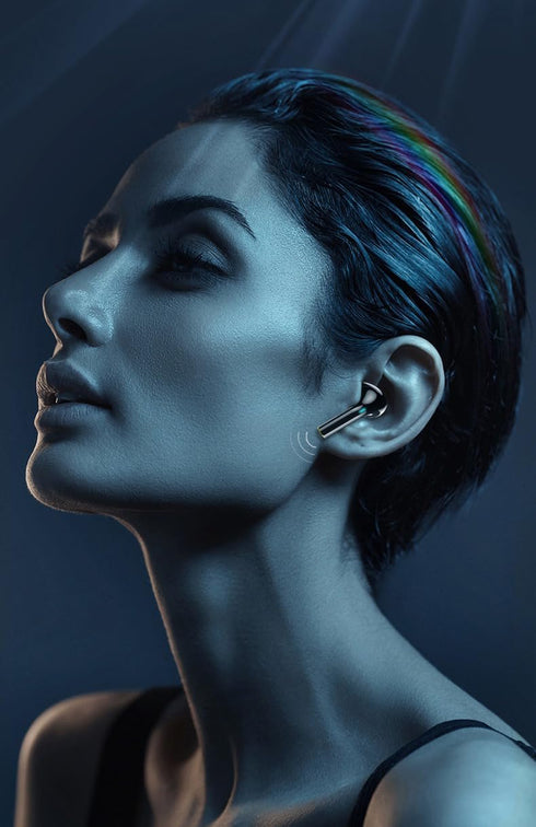 Black Bluetooth Headphones in-Ear Wireless Earphone Touch Control Headset Mini Metal Earbuds for Phone...