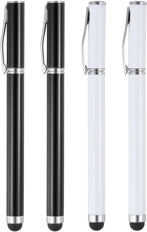 MECCANIXITY 4pcs Ballpoint Pen with Stylus Tip 2 in 1 Ink Pen & Fine Point Rubber Stylus Pens for All Capacitive Touch Screens Universal, White Bl...