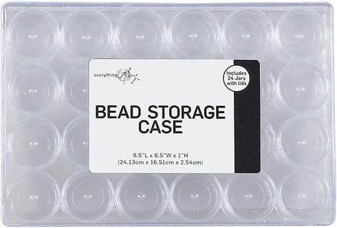 Everything Mary Large Plastic Bead Storage Organizer Box, 24 Jars - Container for Beads & Supplies - Organizers for Craft, Art, & Painting - Plast...