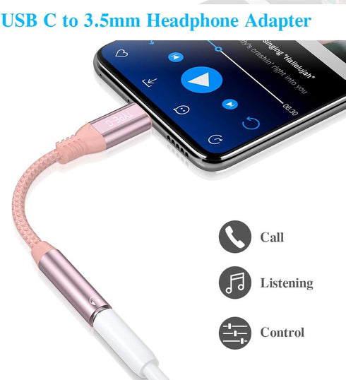 TITACUTE USB C to 3.5mm Jack Audio Adapter USB C Headphone Adapter Hi-res Aux Cord Stereo Earphones Dongle for iPad 10 Samsung S22 S23 Ultra S21 S...
