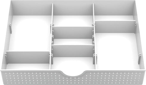 CAXXA 3 Slot Drawer Organizer with 4 Adjustable Dividers - Drawer Storage 7 Compartments Junk Drawer Organizer for Office Desk Supplies and Access...