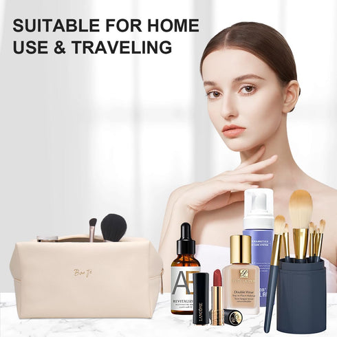 Makeup Bags for Women, PU Leather Portable Waterproof Cosmetic Bag, Multifunctional Toiletry Bag Sanitary Napkin Organizer Skincare Bag, Daily Use...