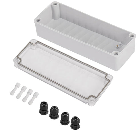 250x80x85mm Clear wateproof Junction Box,Universal Waterproof DIY Electrical Enclosure ABS Plastic Project Box with Clear Grey Cover 9.8 x 3.1 x 3...