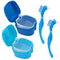 Denture Cleaner Box and Brush Set - 2 Pack Denture Bath Case with Basket + 2 Pack Denture Brush, Portable Denture Retainer Storage Box, False Teet...