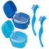 Denture Cleaner Box and Brush Set - 2 Pack Denture Bath Case with Basket + 2 Pack Denture Brush, Portable Denture Retainer Storage Box, False Teet...