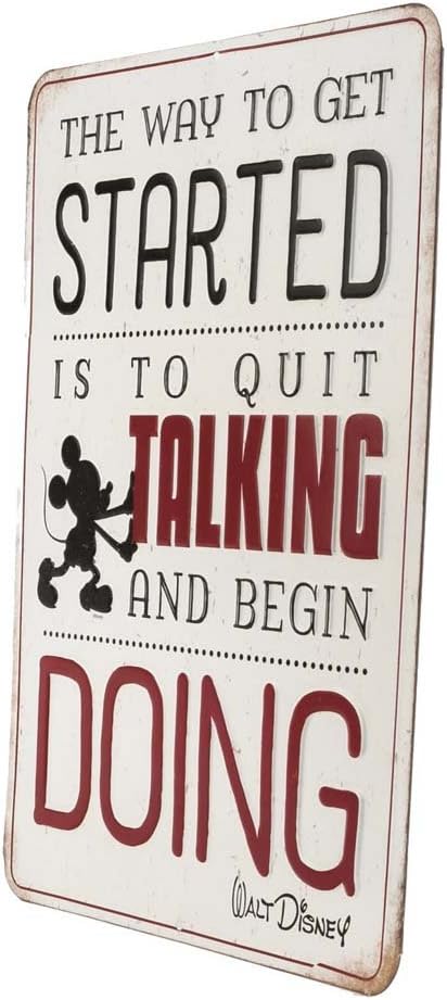 Disney Mickey Mouse Embossed Metal Sign - Retro Mickey Mouse Wall Art With Inspiring Walt Disney Quote...