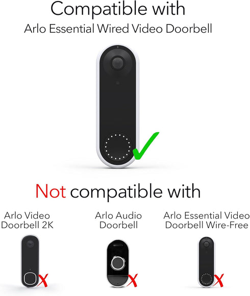 Wasserstein 30° to 55° Horizontal Wedge Wall Mount Compatible with Arlo Essential Wired Video Doorbell (Black) (NOT Compatible with Essential Arlo...