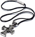 COOLSTEELANDBEYOND New Stainless Steel Gothic Celtic Cross Pendant Necklace with Cz Accent 22.8 Inches Black Silicone Cord...
