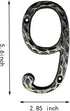 5.6 Inch House Numbers, Cast Iron Hammered Mailbox Number/Home Address Number/Brass Number 9...