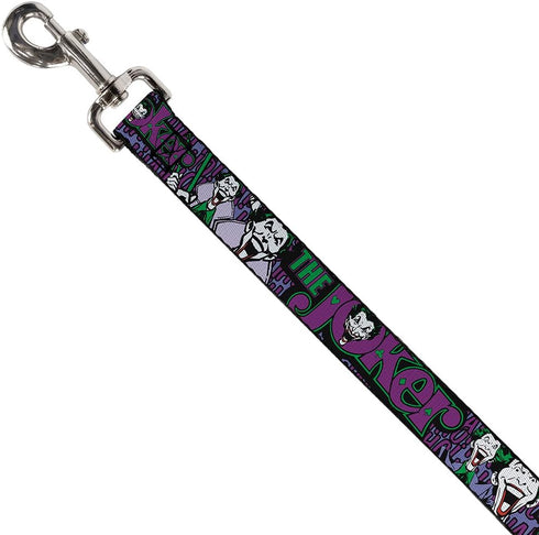 Buckle-Down Pet Leash - Joker Face/Logo/Spades Black/Green/Purple - 4 Feet Long - 1.5" Wide...