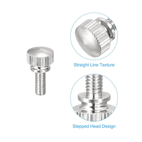 uxcell Knurled Thumb Screws, M4x10mm Brass Shoulder Bolts Grip Knobs Fasteners, Nickel Plated 5Pcs...