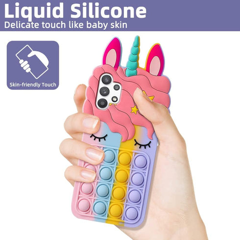 for Samsung Galaxy A32 5G Cartoon Fun Kawaii Cute Silicone Bubble Button Decompression case Designed for The Galaxy A32 5G Phone case(Rainbow)...