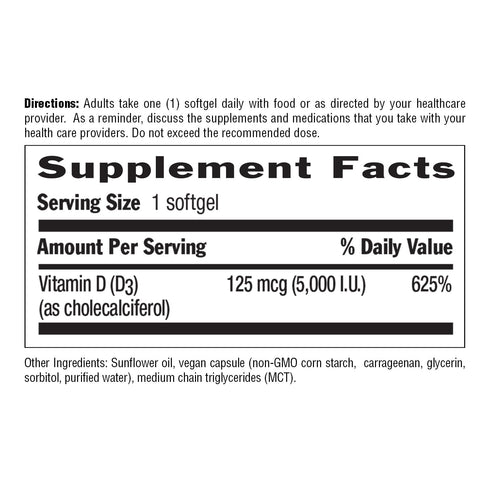 Country Life Vegan D3 5000 IU – Plant-Derived Vitamin D3 from Lichen – High Potency Immune & Bone Support – Certified Vegan, Gluten-Free, Non-GMO ...