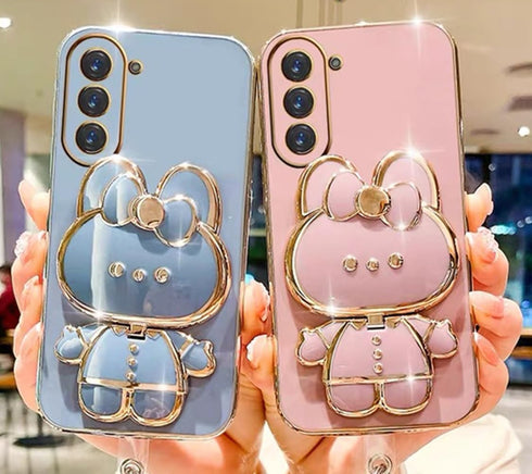 for Samsung Galaxy A25 5G Case Cute Hidden Rabbit Bunny Mirror Kickstand,Galaxy A25 Phone Case Girly Glitter Soft TPU Bumper Full Camera Protectio...