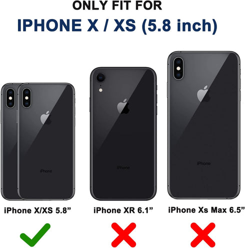 for iPhone X Case, iPhone Xs Case with Belt Clip Holster, 2X Screen Protector, Military Grade Shockproof Heavy Duty Full Body Drop-Proof Rugged Pr...