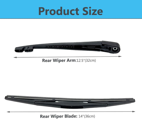 Rear Window Wiper Arm & Blade Replacement for Honda Odyssey 2011-2017 Rear Windshield Wiper Arm & Blade, Factory OE Style Rear Window Wiper Arm Bl...