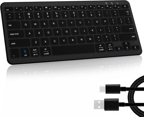 Bluetooth Keyboard, Ultra-Slim Wireless Keyboard for iPad, Rechargeable Ergonomic Computer Keyboard for iOS, Android, Windows PC Tablets Phone, Bl...
