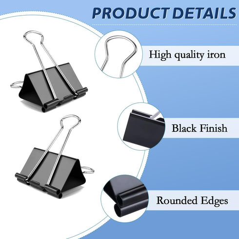 Medium Binder Clips, 72Pack, 1inch, Black Paper Binder Clips, Medium Paper Clips, Office Clips, with Storage Container for Office, Home, School...