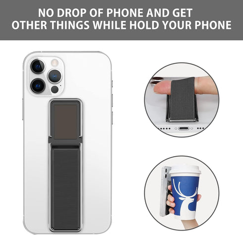 Phone Grip with Metal Stand, Magnetic Area, Cell Phone Strap Loop Finger Holder for Hand Handle Grips Gripper for Back of Phone Suitable for iPhon...