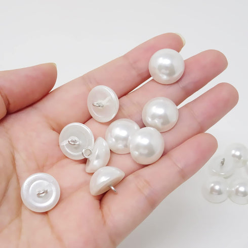 Honbay 20PCS 15mm Dainty Pearl Buttons with Shank Round Buttons Plastic Resin Sewing Buttons Decorative Buttons for Wedding Dress, Skirts, Gloves,...