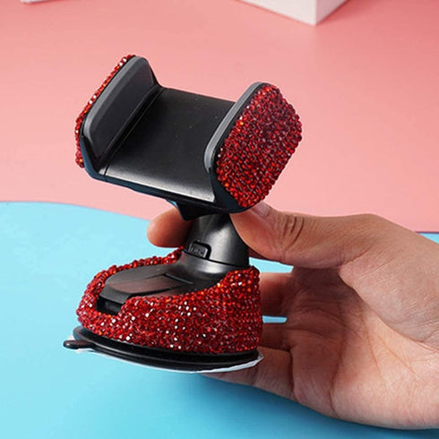 SUNCARACCL Bling Car Phone Holder, 360°Adjustable Crystal Auto Phone Mount Universal Rhinestone Car Stand Phone Holder Car Accessories for Windshi...