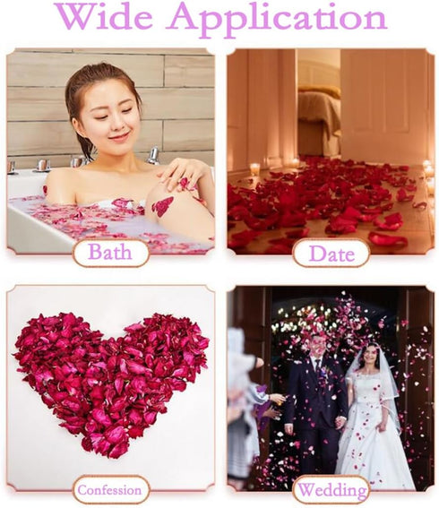 100 Grams Natural Real Red Rose Flower Petals Dried Rose Petals Real Flower Dry Red Rose Petal for Foot Bath Body Bath SPA Wedding Confetti Decora...