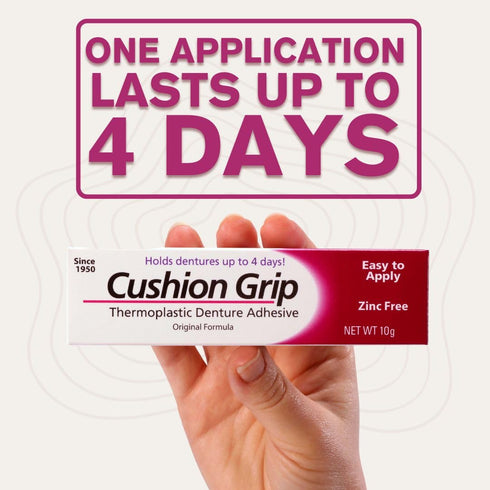 Cushion Grip Thermoplastic Denture Adhesive, 1 oz - Refits and Tightens Loose and Uncomfortable Dentures | Non-Glue Adhesive, Acts Like a Soft Rel...