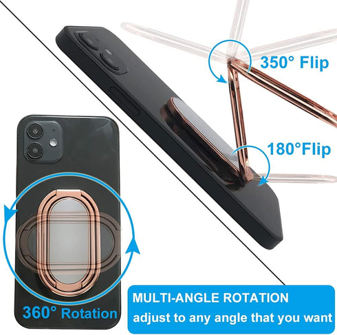 Cell Phone Ring Holder Finger Kickstand, CLZWiiN Foldable 360° Rotation Cellphone Stand for Desk, Office Desktop, Magnetic Car Mount, Metal Multi-...