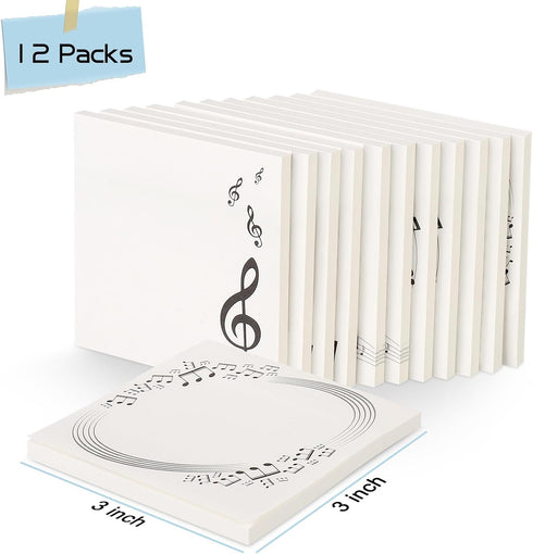 12Packs Sticky Notes Cute Funny Sticky Note Pads Music Themed Postits Note Pad Reminder Pads for Teacher School Gifts Office Supplies(3 x 3 Inch, ...