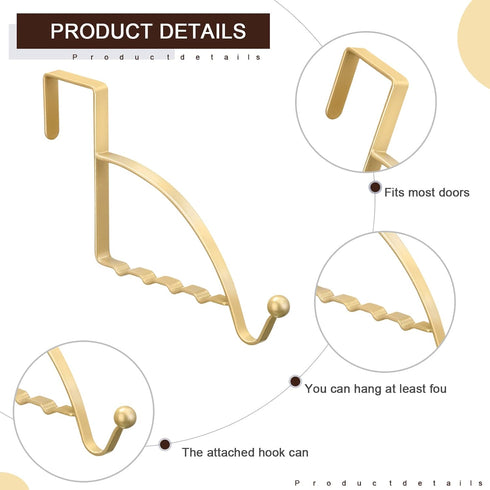Hotop 2 Pcs Over The Door Hooks Over Door Hanger Sturdy Valet Hooks Mounted Hanging Storage Organizer Rack for Clothes Coats Towels Hats Scarves P...
