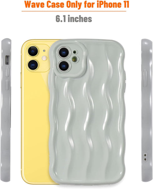Water Ripple Curly Wave Frame for iPhone 11 Case,Soft Slim Silicone Water Ripple Pattern iPhone 11 Phone Case, Gray...