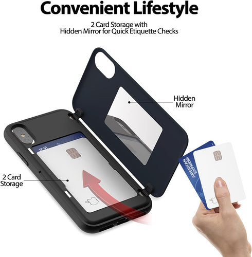 GOOSPERY Magnetic Secure Bumper Compatible with iPhone Xs / X Case, Card Holder Wallet Case, Easy Magnet Auto Closure Dual Layer Protection, Navy...