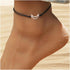 Bohemian Hollow Moon Anklet Bracelet Black Woven Rope Moon Ankle Bracelet Crescent Moon Chain Anklet Adjustable Wax Anklets Summer Beach Foot Chai...