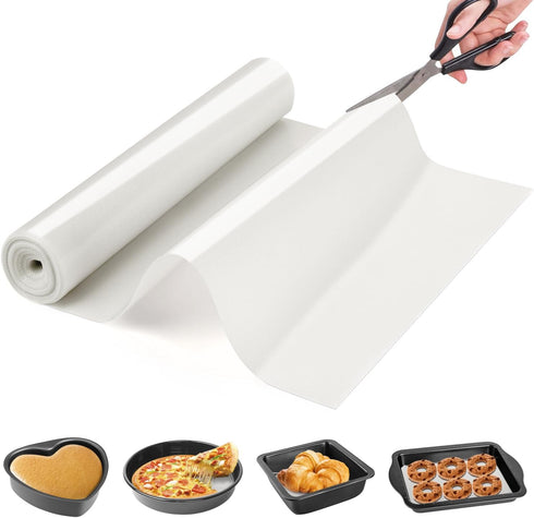 Silicone Baking Mat Roll Cut to Size- Food Grade Macaron Bread Pizza Mat- Reusable Silicone Mat for Baking, Washable Oil-Proof Refrigerator Liners...