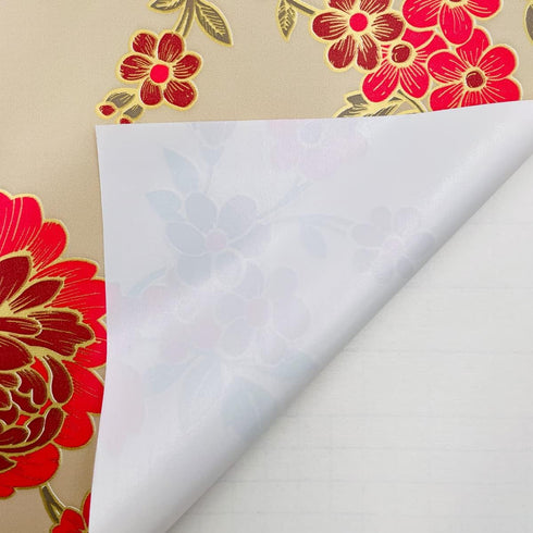 LovingWay 14.7 feet Wallpaper Roll Red Peony Floral Shelf Liner 17.7x177 Inch Christmas Storage Drawer Lining Paper Refresh Home School Furnitures...