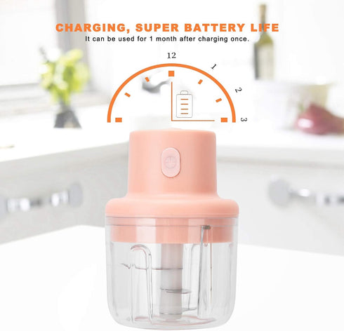 250Ml Electric Meat Grinder, USB Charging Kitchen Food Chopper, Multifunctional Complementary Food Mixer, Household Electric Food Processor for On...