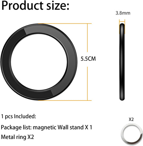 Magnetic Ring Holder for iPhone 14 13 12 Magnet Wall Mobile Phone Holder Magnetic Car Phone Stand for magsafe case (Black 2 pcs)......