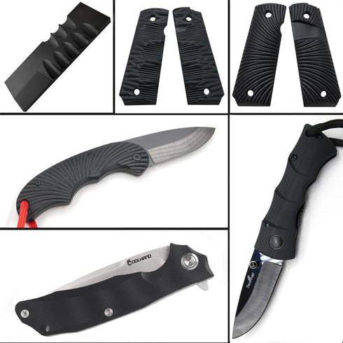 Cool Hand 2 pcs G10 Knife Handle Scales Slabs Custom DIY Tool Material for Knives Making Blanks Blades, All Black, KHM-G10-1...