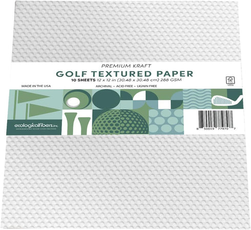 Premium Golf Textured Kraft Paper, 12” x 12”, 288 GSM, Pack of 10 by Ecological Fibers...