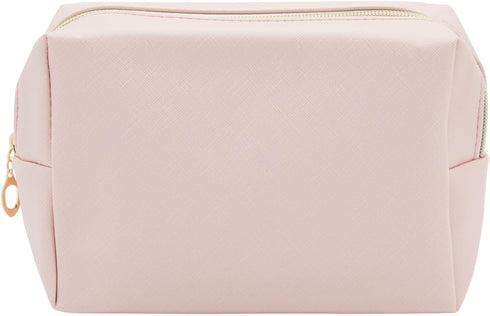 3 Pack Faux Leather Makeup Bag with Zipper, Travel Cosmetic Pouches (3 Neutral Colors)...