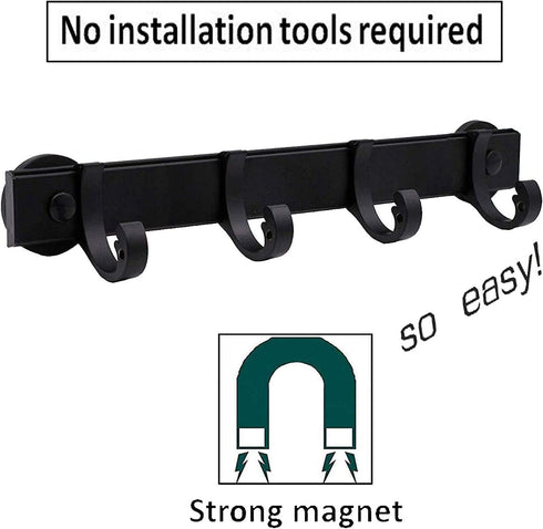 Magnetic BBQ Tool Rack, Universal Fridge Organizer Grill Cutlery Holder Towel Hanger - 4 Adjustable Rail Hooks Storage For Hanging Kitchen Utensil...