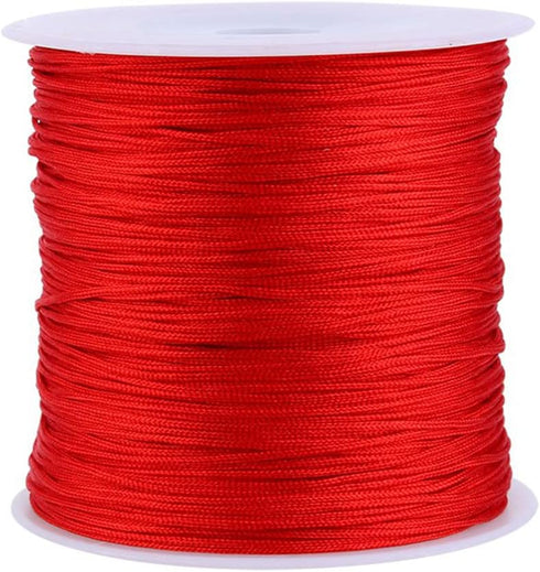 100M x 0.8mm Nylon Chinese Knot Cord Rattail Macrame Shamballa Thread String Beading Thread Chinese Knot Braided (Red)...
