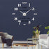 VANGOLD Large Wall Clocks for Living Room Decor, DIY Wall Clock Modern 3D Wall Clock with Mirror Numbers Stickers for Home Office Decorations Ideas (Black)