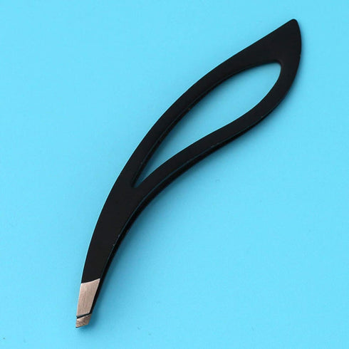 1Pc Black Tweezers, Curve Stainless Steel Hollowed Leaf Eyebrow Tweezer Women Hair Remove Clip Tool - A, (1220459-Gaweb1) Small in Size,Use Safety...